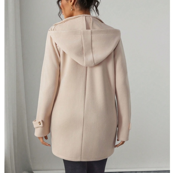 Maternity Tan Zip Toggle Hoodie jacket Coat - Picture 3 of 5